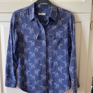 Equipment Slate blue Doe Print Blouse